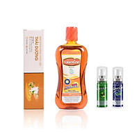 Bộ Chăm Sóc Răng Miệng Toàn Diện - Kem Đánh Răng Thái Dương 150g + Nước Súc Miệng Valentine 500ml + 2 Chai Xịt Thơm Miệng GreeLux 2 Loại
