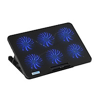 COOLCOLD F5 RGB Laptop Cooler 6-fan Laptop Cooling Stand Mute Design with RGB Light Effect 7-level Adjustable Height 2