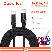 Dây Cáp Sạc 60W USB Type C To Type C Chuẩn QC 3.0 Caparies Redline V4 - Hàng Chính Hãng