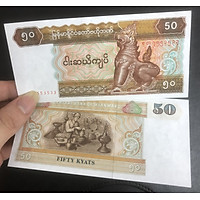 Tiền thế giới, 50 kyats của Myanmar sưu tầm, kèm phơi nilong bảo quản tiền