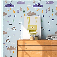 Cuộn 5m dài Decal Giấy dán tường 45cm rộng có sẵn keo mây mưa xanh ( tặng 1 miết gạt to )