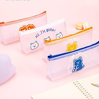 Hộp bút túi đựng bút đồ dùng học tập đồ dùng cá nhân "I'm Bear" hình Deli - Chất liệu vải lưới trong suốt - Phù hợp cho học sinh, đựng mĩ phẩm - Xanh dương/Trắng/Cam/Đỏ - 67168