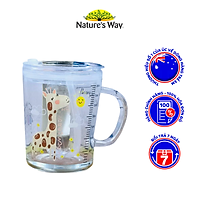 Cốc Thủy Tinh Chia Vạch Nắp Đậy NATURE'S WAY Kèm Thêm Ống Hút Silicon