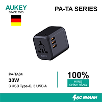 Sạc đa năng nhiều cổng Aukey PA-TA04 PD30W màu đen - Hàng chính hãng