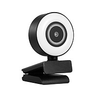1080P HD Webcam with Ring Light Mini Autofocus Webcam Built in Microphone Webcam for Video/Live