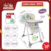 Ghế Ăn Dặm Điều Chỉnh Độ Cao Cao Cấp Mastela 1015 - Chính Hãng (Màu xám hình gấu)