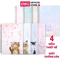 Sổ tay ghi chép A5 gáy xoắn 60 trang Deli - Kẻ ngang - Màu ngẫu nhiên - LA560-01