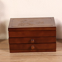 Wooden Storage Box for Bracelets Earrings Rings Jewelry Collection Organizer Container 3-tier Design