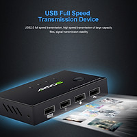 AIMOS USB Shared Switcher Printer Shared Switcher 4-port Multi-computer Share USB Keyboard Mouse 4 in 4 Switcher - Black