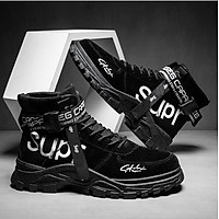 Giày thể thao nam cổ cao, giày boot nam da lộn phối chữ, có đai sành điệu AVI - 375