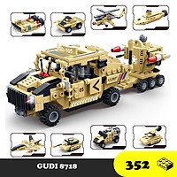 Đồ chơi Lắp ráp Xe quân sự kéo Rocket, GUDI 8718 xếp hình thông minh, Sách hướng dẫn chi tiết, Nhựa ABS an toàn