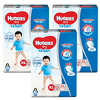 Combo 3 Gói Tã Dán Huggies Dry Gói Cực Đại XL62 (62 Miếng) - Bao Bì Mới