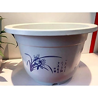Chậu nhựa tròn - họa tiết Tùng, Cúc, Trúc, Mai - đường kính 20cm