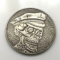 Xu lưu niệm phong cách Hobo Morgan hình Đầu Lâu Đại Bàng 1937, dùng để xỏ lỗ đeo dây, sưu tầm, trang trí bàn sách, bàn làm việc - SP002415