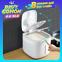 Thùng Đựng Gạo Cao Cấp 5kg & 10kg - Thùng Đựng Gạo Nắp Đậy Thông Minh, Thiết Kế Hiện Đại & Đẹp Mắt, Chất Liệu ABS &PP An Toàn Chống Nước, Chống Ẩm Mốc, Mối Mọt - Hàng Nhập Khẩu
