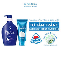 Bộ sữa tắm dưỡng ẩm Senka hương linh lan, hoa nhài và sữa rửa mặt tạo bọt