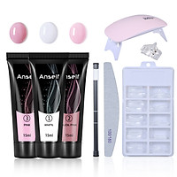 Bộ 3 màu sơn móng tay 15ml + 100 khuôn móng + 1 đèn sấy khô + 1 giũa móng +1 bút pha lê + 1 kẹp nối