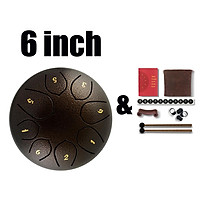 6inch Steel Tongue Drum 8 Notes Hand Pan Drum with Accessory Deep Brown
