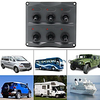 Car Boat Marine Toggle Switch Black Panel Electric 6 Gang LED ON-OFF