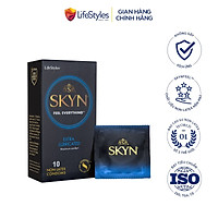 Bao cao su LifeStyles SKYN Extra Lubricated Non-latex thêm 40% gel bôi trơn cao cấp hỗ trợ cuộc yêu trơn tuột dễ dàng - Hộp 10 bao - Xuất xứ Úc ( Hàng Chính Hãng )
