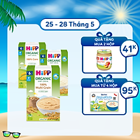 Combo 3 bột ăn dặm không chứa sữa HiPP Organic Baby Cereal 100% hữu cơ cho trẻ từ 4 tháng tuổi: Bột gạo nhũ nhi, Bột ngũ cốc tổng hợp, Bột ngũ cốc bắp non (3 hộp x 200g)