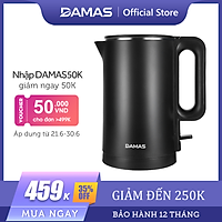 Ấm Siêu Tốc Inox 2 Lớp Damas DK-6018B (1.8L) - Hàng Chính Hãng