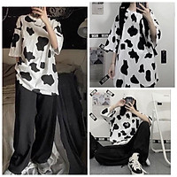 Áo Phông Nam Nữ Họa Tiết Bò Sữa Dáng Rộng Áo Thun Freesize Unisex Cá Tính