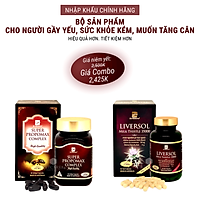 Bộ sản phẩm nhập khẩu chính hãng cho người gầy yếu, sức khỏe kém, muốn tăng cân gồm: Viên uống keo ong SUPER PROPOMAX COMPLEX (60 viên) và Viên uống bổ gan LIVERSOL MILK THISTLE (60 viên)