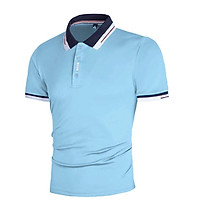 【COD】 Men Contrast Color T Shirt Summer Sports Short Sleeves Lapel Tops Fashion Casual T Shirt