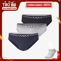 Combo 3 quần lót nam sợi cotton Organic mềm mịn thoáng mát co giãn 4 chiều MRM Manlywear (TẶNG Đôi Tất Nam Cao Cấp màu ngẫu nhiên)