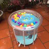 bể bơi thành cao cho bé kèm phao đỡ cổ - tặng 02 rùa đồ chơi và 1 mũ tắm chắn nước