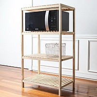 KỆ ĐỂ LÒ VI SÓNG GỖ THÔNG 4 TẦNG LẮP RÁP- Kích thước Dài 60 x Rộng 40 x Cao 115cm