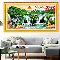 Tranh đính đá Lưu thủy sinh tài 120*55cm - chưa đính