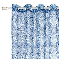 Flower Printed Curtain with Holes Window Drape Living Room Bedroom Decoration