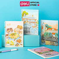 Sổ tay ghi chép lò xo cute A5 B5 hình du lịch phong cảnh Deli 60 trang 70gsm LA560 - 1 quyển - Phù hợp làm sổ kế hoach planner, viết nhật kí, sử dụng như tập vở học sinh - Nhiều màu - LA560-N13 / LB560-N02
