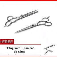 Bộ kéo cắt tỉa gia đình tặng dao cạo râu đa năng