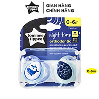 Ty ngậm dạ quang cho bé Tommee Tippee Night Time 0-6 tháng (vỉ đôi) - Cá Voi