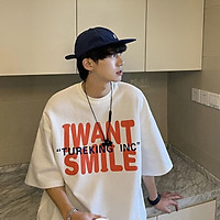 Áo thun form rộng unisex nam nữ tay lỡ phông streetwear cotton oversize giá rẻ in style ulzzang I WANT TO SMILE