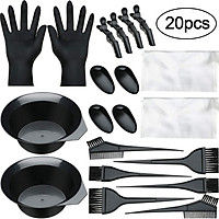 Bộ dụng cụ 20 món đầy đủ để nhuộm tóc, màu đen, tiện lợi