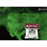 Set 60gr tơ nhện giả màu trắng dạ quang về đêm + 4 con nhện nhí