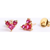Bông tai bằng bạc đẹp cao cấp nữ trái tim đá đỏ Gix Jewel BT01