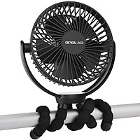 5000mAh Rechargeable Battery Powered Clip Fan with Flexible Tripod 360° Rotatable Quiet USB Clip on Fan with 3 Speed for