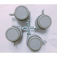 Bộ 4 bánh xe ghế/bàn văn phòng cao cấp - cọc vít xoay có khóa Happy Move Thái Lan (màu xám)