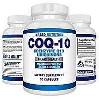 COQ10 Ubiquinone Coenzyme Q10-200mg Maximum Strength Nutritional Supplement - High Absorption Capsules with No Soy - Arazo Nutrition USA