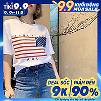 Áo Thun Nam nữ Họa Tiết lá Cờ Mỹ - USA , Mẫu Áo hot năm 2020, hàng xuất dư cotton 100%