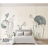 Tranh dán tường canvas hình hoa sen hiện đại ADHW010
