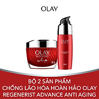 Bộ 2 sản phẩm chống lão hóa hoàn hảo Olay Regenerist Advance Anti Aging: 1 Kem dưỡng ẩm Whips 50g + 1 Serum