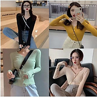 Áo len tăm mỏng mỏng dài tay nhiều màu dành cho nữ cổ tim chất đẹp loại 1