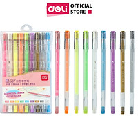 Bút gel nhiều màu Deli - 0.6mm - Mực trơn đều, tích hợp ghim kẹp - 9 màu 9 chiếc/Hộp - 1 hộp - A166