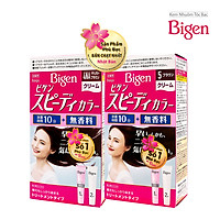 Combo 2 Hộp Thuốc nhuộm dưỡng tóc phủ bạc thảo dược Bigen Nhập Khẩu 100% Nhật Bản Speedy Color Cream 80mlx2 dạng kem 